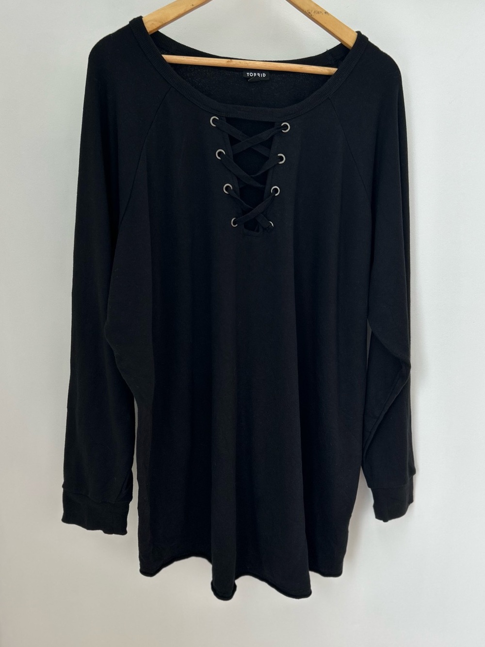 Torrid Black Lace-Up Tunic Top Long Sleeve Size 4 Plus Size